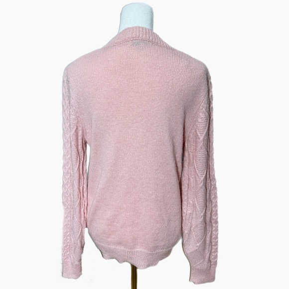 Rebecca Minkoff Designer Sweater Pink Penny Cable Knit Long Sleeve Women’s Sz S - Picture 6 of 12